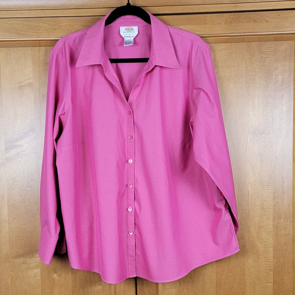 Talbots Wrinkle Resistant Long-Sleeve Pink Cotton Blouse - 24P - Picture 1 of 8